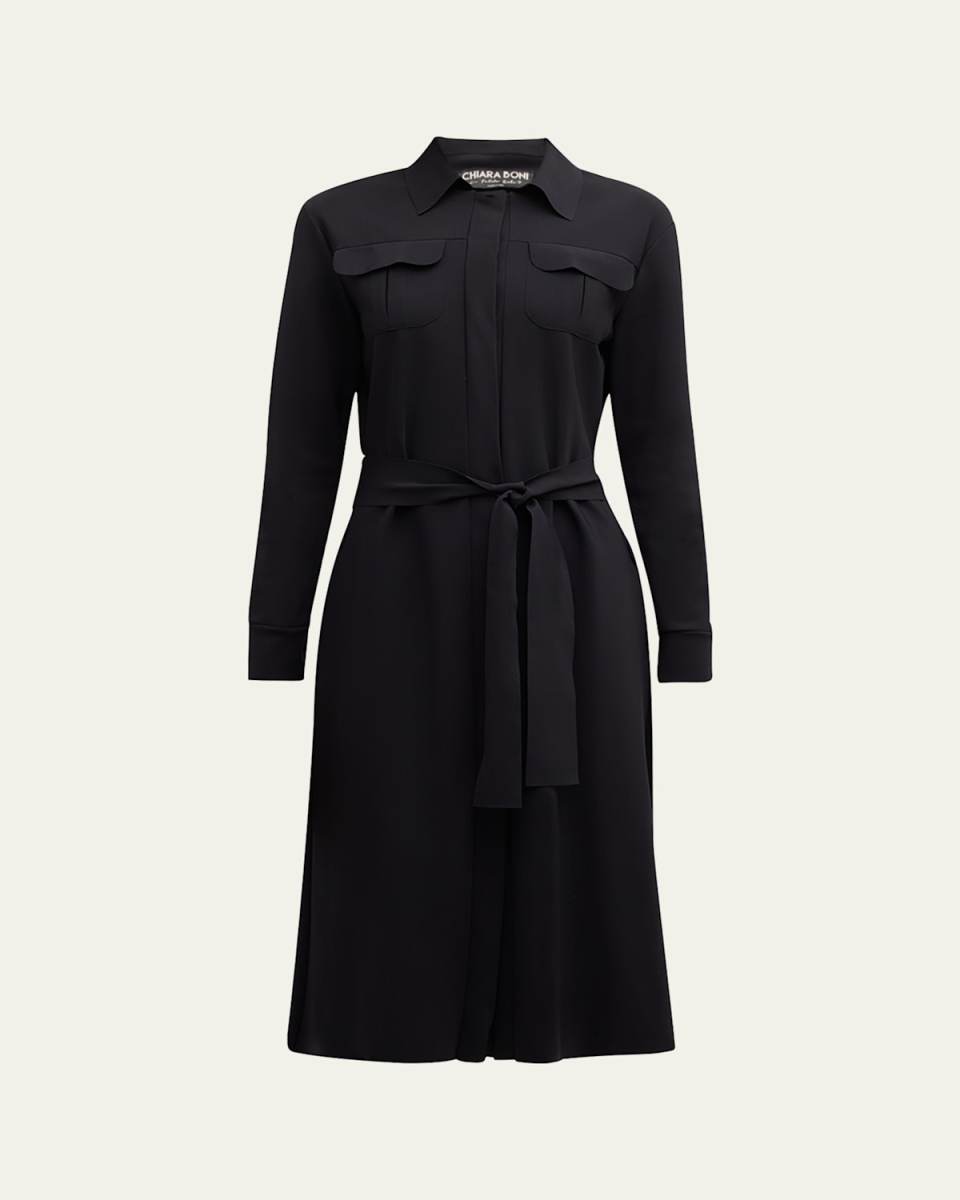 Belted A-Line Midi Shirtdress